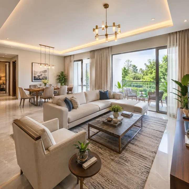 Apartment living room interior at Sattva KIADB